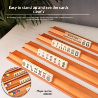Mahjong américain : Supports réutilisables en bois grainé, style américain, 4 pièces, 18 pouces, avec tige de poussée, pliables et durables pour le divertissement