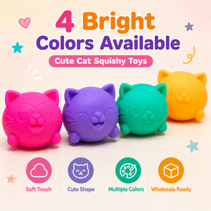 Cute <b>Cat</b> Shape Soft <b>Squishy</b> Toy, Colorful Slow Rebound Squeeze Stress Relief Toy for Kids Party Gifts Wholesale - Product Image 3