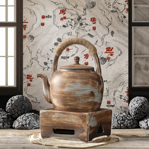 Handmade Japanese Style Retro Ceramic Pottery Drinkware <b>Tea</b> Brewing <b>Pot</b> Zen Charcoal Stove Candle Warm Eco-Friendly - Product Image 2