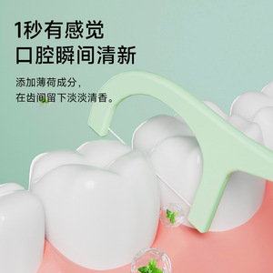 Palillos de Hilo Dental Han Baile de 8cm, Desechables de Plástico con Frescura de Menta para Cuidado Bucal - Product Image 1