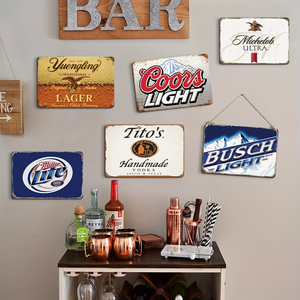 Juego de Letreros Metálicos Vintage de <span class=keywords><strong>Cerveza</strong></span> y Vodka, Decoración Retro de Pared con Marcas como Titos y Coors para Bar o Cuarto de Hombre - Product Image 5
