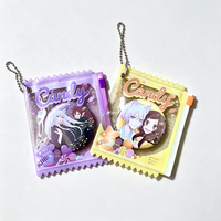 Porte-clés mini-sac en acrylique PVC personnalisé en gros, motif dessin animé, pochette à bonbons pour l'affichage de badges et figurines d'anime