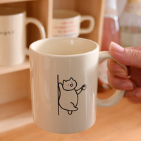 Taza de Cerámica de Diseño Simple y Bonito, 350 ml, Taza de Café Resistente al Calor y Frío, Reutilizable, Regalo Empresarial para Oficina/Hotel