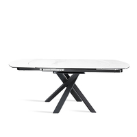 Table à manger ovale extensible de style nordique en dalles de roche de haute qualité pour 4 à 6 personnes, idéale pour la maison, le restaurant ou l'appartement