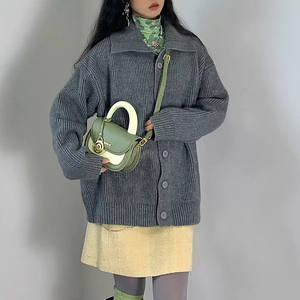 Factory direct sales high quality turtleneck sweater women's sweater <b>coat</b> loose lapel top - Product Image 2