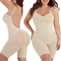 Body sculptant sans coutures pour femmes grandes tailles : effet amincissant sur la taille, effet ventre plat, effet rehausseur de fesses, dos ouvert, rehausseur de dos, coupe haute