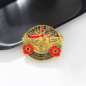 Badge Souvenir de la Bataille de Britain Ne <span class=keywords><strong>jamais</strong></span> oublier quand la Grande-Bretagne était seule 3D en relief Fleur de pavot Avion de chasse Émail Broche de revers - Product Image 2