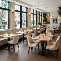 Ensemble de mobilier de restaurant moderne Ron Group : banquette capitonnée, table carrée en bois, chaise ergonomique en tissu pour café