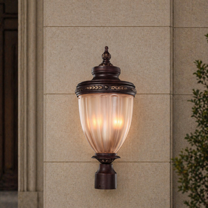 Retro Outdoor <b>Post</b> <b>Light</b> Waterproof Exterior Pole Lantern Antique Bronze Finish Garden Villa Patio Decorative Pathway <b>Light</b> - Product Image 1