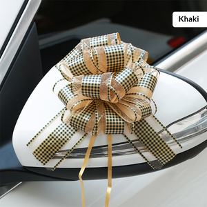 50 Pompons en fil de laine à carreaux, en forme de fleur, en maille, dessinés à la main, en plastique, avec cordon de serrage, pour décoration de <span class=keywords><strong>voiture</strong></span> de mariage - Product Image 6