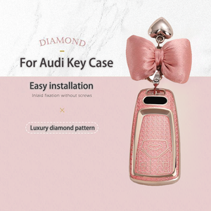 Porte-<span class=keywords><strong>clés</strong></span> et coque de protection en TPU à motif diamant de luxe <span class=keywords><strong>pour</strong></span> clé de voiture Audi A4/A4L/Q5/Q5L/A3/Q7/TT/TTS/8S/B9 2023-2024 - Product Image 3