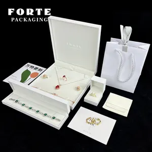 Forte Groothandel Custom Sieraden Doos Witte Nieuwe Collectie Ring Ketting Hanger Sieraden Verpakking Papier Sieraden Doos
