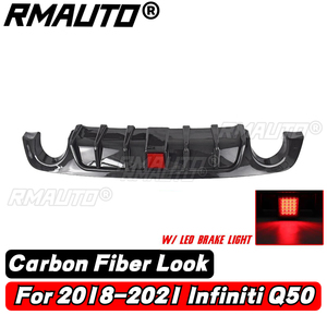Diffuseur arrière Q50 en fibre de carbone, spoiler de pare-chocs arrière, kit carrosserie avec feu stop pour Infiniti Q50 2014-2021 - Product Image 4