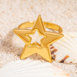 Ocean <b>Ring</b> <b>Set</b> Stainless Steel Starfish Seashell Jewelry 18K <b>Gold</b> Colorfast Women Gift Spring 2025 - Product Image 4