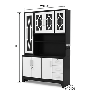 Mueble <span class=keywords><strong>de</strong></span> Cocina Metálico Independiente, Impermeable, Organizador <span class=keywords><strong>de</strong></span> Platos <span class=keywords><strong>para</strong></span> Cocina y Sala <span class=keywords><strong>de</strong></span> Estar, Estante <span class=keywords><strong>de</strong></span> Almacenamiento con <span class=keywords><strong>Puertas</strong></span> <span class=keywords><strong>de</strong></span> Vidrio - Product Image 5