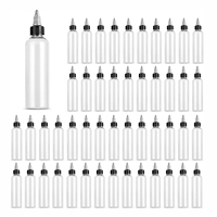 Bouteille en plastique Boston ronde transparente de 2oz 4oz, bouteille vide à presser, sauce tordue pour huiles liquides encres artisanat cuisine
