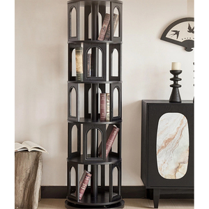 Estantería Giratoria de 360 Grados de Madera Maciza para Sala de Estar de Apartamento Moderno, Estantería <span class=keywords><strong>Circular</strong></span> de Pie para 5 Pisos - Product Image 2