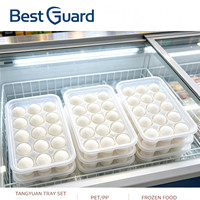Barquette en plastique personnalisée pour emballage de dumplings surgelés, empilable, avec cavités sur mesure pour aliments surgelés rapides