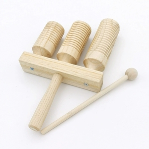 3 Tone <b>Wooden</b> <b>Blocks</b> with Handle and Mallet Percussion Instrument For Kids Musical Education - Product Image 4