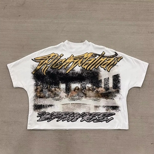 Camiseta de punto transpirable para hombre, estilo oversized y corto, con estampado digital, manga corta, estilo streetwear - Product Image 2