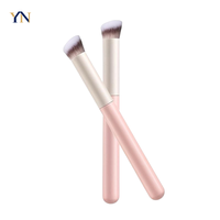 Pinceau à sourcils et eyeliner en forme de faucille, à bord couteau, liquide, ultra-fin, à angle oblique, tête plate, pour maquillage du visage