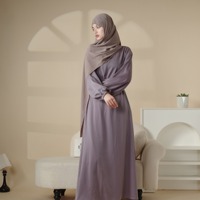 Abaya Maxi Élégante et Respirante pour Femme, Modèle Printemps Ramadan, Coupe Ample Unie, Manches Longues, Grande Taille, en Polyester, Style Simple et Chic, pour Femme Musulmane