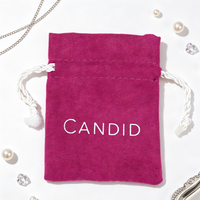 Petit sac à cordon en velours imprimé argenté personnalisé, pochette anti-poussière pour colliers, boucles d'oreilles, bracelets, emballage cadeau en suède pour bijoux