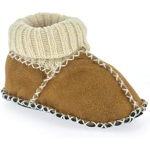 Zapatitos de bebé con apariencia de gamuza, puño tejido, forro de piel de oveja, zapatos cálidos de invierno de felpa, calzado informal unisex para bebés de 0 a 6 meses - Product Image 3