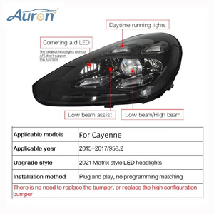 Faro Delantero AURON con Tecnología Quad-Beam CSP LED, 12V 6000K 36W 6000 Lúmenes, Alta Potencia, Nuevo para 2015-2017 958.2, Retrofit Universal - Product Image 2