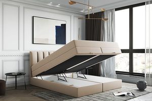 <span class=keywords><strong>Lit</strong></span> moderne avec sommier tapissier en velours, <span class=keywords><strong>rangement</strong></span> sous le <span class=keywords><strong>lit</strong></span>, vérin à gaz, capitonnage en velours / Bois / Éponge / Base à ressorts ensachés - Product Image 2