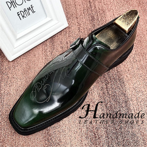 Chaussures habillées en cuir faites à la main pour hommes, finition laquée brillante, bout pointu, style anglais, chaussures de mariage montantes, légères - Product Image 2