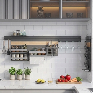 Cost-effective <strong>Storage</strong> Organizer Wall-mounted Kitchen Knife Spoon Utensils Holder <strong>Rack</strong> with <strong>Towel</strong> Hanger - Product Image 6