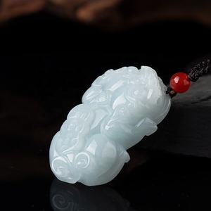 Pendentif en jade blanc naturel de Jadeite du Myanmar Pi Xiu, style chinois, bestioles mythiques, cadeau avec certificat d'évaluation PX02 - Product Image 2