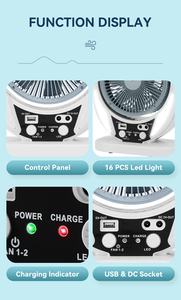 Multi-Function Solar Fan <b>With</b> Power Bank Feature - <b>USB</b> Rechargeable Desk Fan for Travel KL-606 Solar Fan - Product Image 2