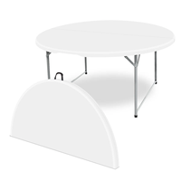 Table ronde pliante commerciale portable de 6 pieds en HDPE, robuste, facile à nettoyer, pour la restauration, les mariages et les hôtels (vente en gros)