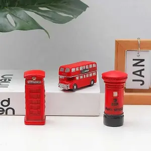 गृह सजावट सामान कमरे में रहने वाले उपहार 1PC विंटेज लाल बस Postbox टेलीफोन बूथ लंदन लघु मूर्तियों डेस्क गहने