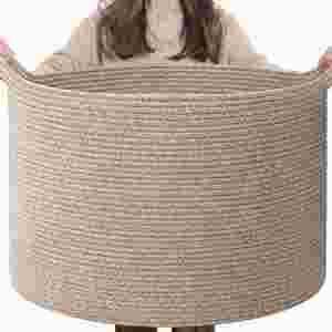 Panier à linge en corde de coton pour salon, panier à linge pour bébé, panier pour couvertures, jouets et oreillers de chambre d'enfant - Product Image 1