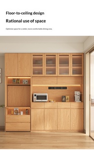 XHA Custom Solid Wood Sideboard <b>Folding</b> <b>Dining</b> <b>Table</b> Floor-to-Ceiling Wall Cabinet Hidden Oak Glass Storage Cabinet Modern Hotel - Product Image 3