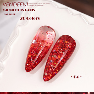 Nuevo Esmalte de Uñas en Gel UV con Diamantes Rojos Dorados de 15 ml, 20 Colores, Purpurina de Diamantes Rotos, Esmalte de Uñas Rojo de Año Nuevo - Product Image 4