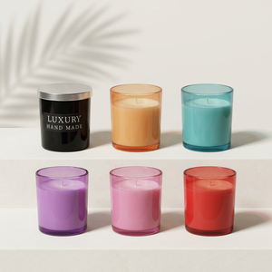 Vela Aromática de Cera de Soja y <span class=keywords><strong>Coco</strong></span> con Aroma a Lavanda y Fresia en Botella de Vidrio Ámbar para Bodas, Navidad y Eventos - Product Image 1