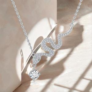 Collar con colgante <span class=keywords><strong>de</strong></span> moda <span class=keywords><strong>de</strong></span> verano <span class=keywords><strong>de</strong></span> plata pura S925 para mujer, <span class=keywords><strong>serpiente</strong></span> clásica del zodiaco, cadena <span class=keywords><strong>de</strong></span> clavícula <span class=keywords><strong>de</strong></span> nicho ligero <span class=keywords><strong>de</strong></span> lujo, circón - Product Image 3