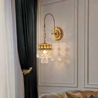 Lampe murale LED en fer et cristal de style rétro français pour chambre à coucher, salon, couloir - Design vintage de luxe