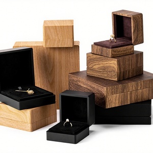 Custom Vintage Wood Grain <b>Spray</b> Painting Suede Lining Jewelry Gift Box Classic Ring Pendant Jewelry Set Box Customizable logo - Product Image 6