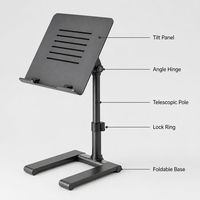 Support de lecture au sol réglable, pliable multi-angles, support pour livre, tablette et ordinateur portable, réglage télescopique de la hauteur, pour la maison et l'étude