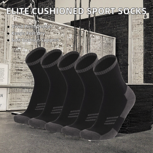 Chaussettes de sport pour hommes en spandex/polyester, rembourrées, rayées, pour la course et le basketball, impression numérique, antibactériennes, vente en gros - Product Image 2