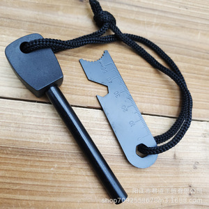 Magnesium Alloy <b>Fire</b> <b>Starter</b> Rod With Scraper Outdoor Survival Tool Set Black 80B - Product Image 3