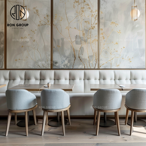 Table carrée en marbre moderne de qualité supérieure, chaise en cuir, <span class=keywords><strong>banquette</strong></span> blanche, sièges écologiques, café-<span class=keywords><strong>restaurant</strong></span> commercial - Product Image 4