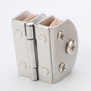Charnières de porte en verre en acier inoxydable sans perçage, 180 degrés, pour armoire, vitrine, cave à vin, salle de bain - Product Image 1
