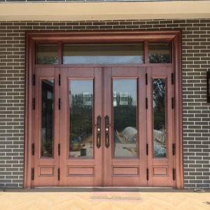 Porte d'entrée moderne à <span class=keywords><strong>double</strong></span> battant en alliage de zinc et verre pour maison individuelle - Product Image 3