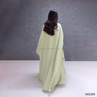 Robe Abaya personnalisée cousue à la main pour femmes, de haute qualité, vintage, en polyester, avec perles et paillettes, verte, pour usage quotidien musulman, vente en gros